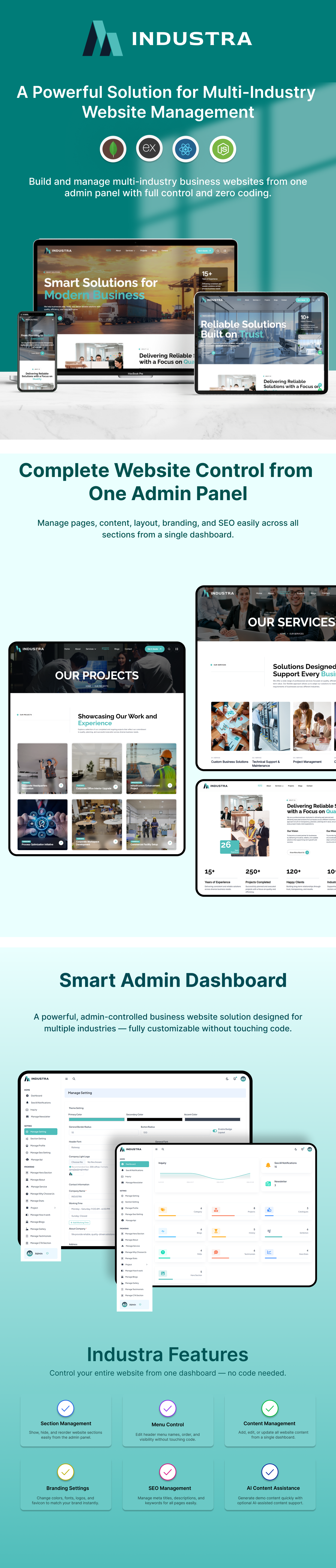 Industra – Multi-Industry Business Website with Admin Panel (MERN Stack)
