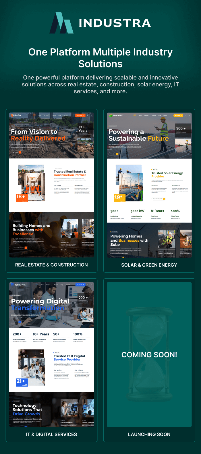 Real Estate & Construction, Solar & Green Energy, IT & Digital Services